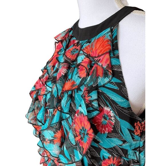 Eci New York Women's Top Size 2 Multicolor Ruffle Front Halter Multicolor - Picture 4 of 12